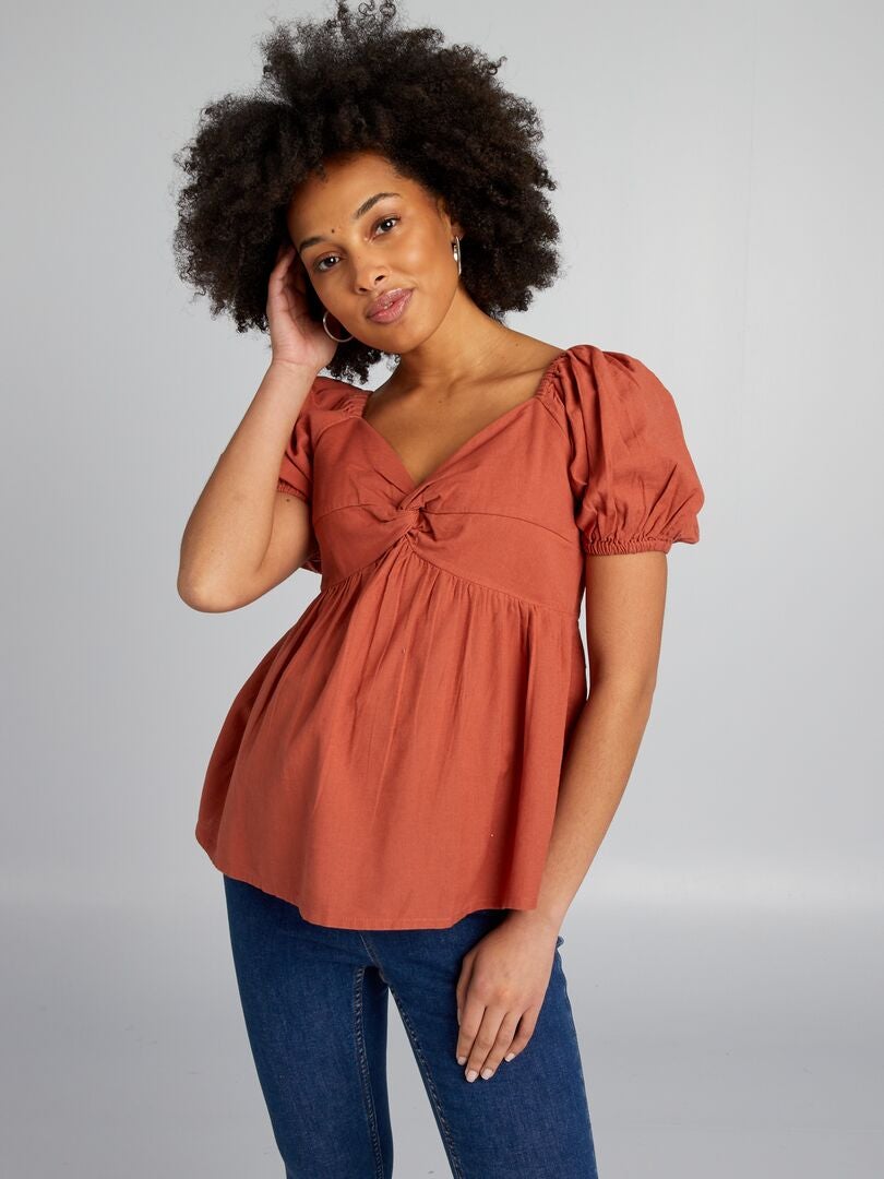 Linnen zwangerschapsblouse - ROOD