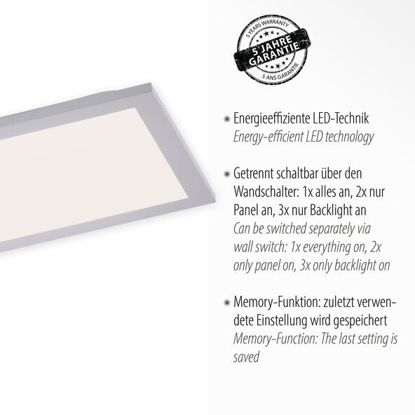 LED ceiling light Flat, 100 x 25 cm
