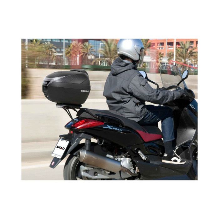 Baú traseiro - SHAD - 34L - Tampa de carbono - Universal - 1 capacete integral + acessórios