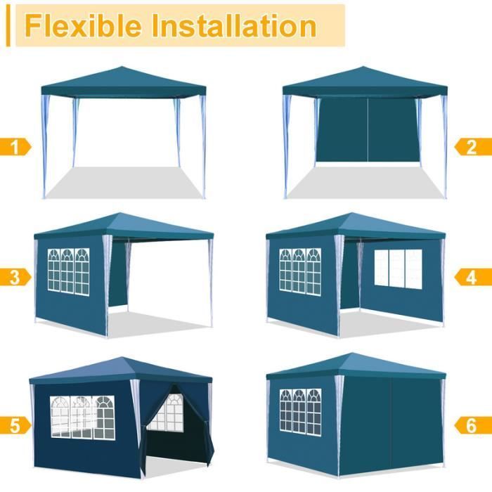 Bettizia Tente Pavillon Tente de Jardin protection parfaite par tous les temps 3x3m Bleu ACCESSOIRE DE GLORIETTE