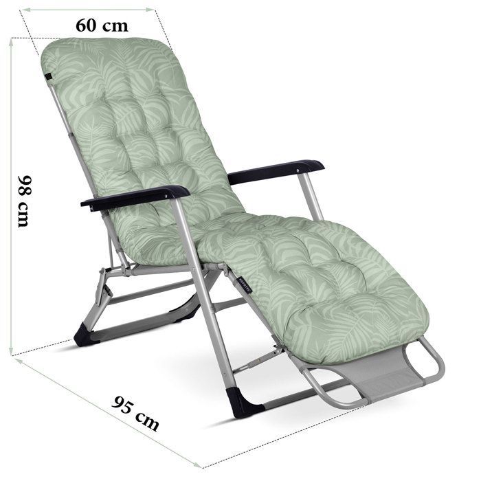 Tumbona plegable de jardín - Sofotel - Cojín ChillWell - Juego de 2 piezas - Verde claro - Ajustable