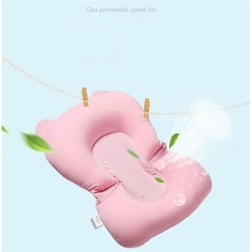 Alfombrilla antideslizante para el baño del bebé - Cojín flotante para el baño del bebé con soporte - Rosa