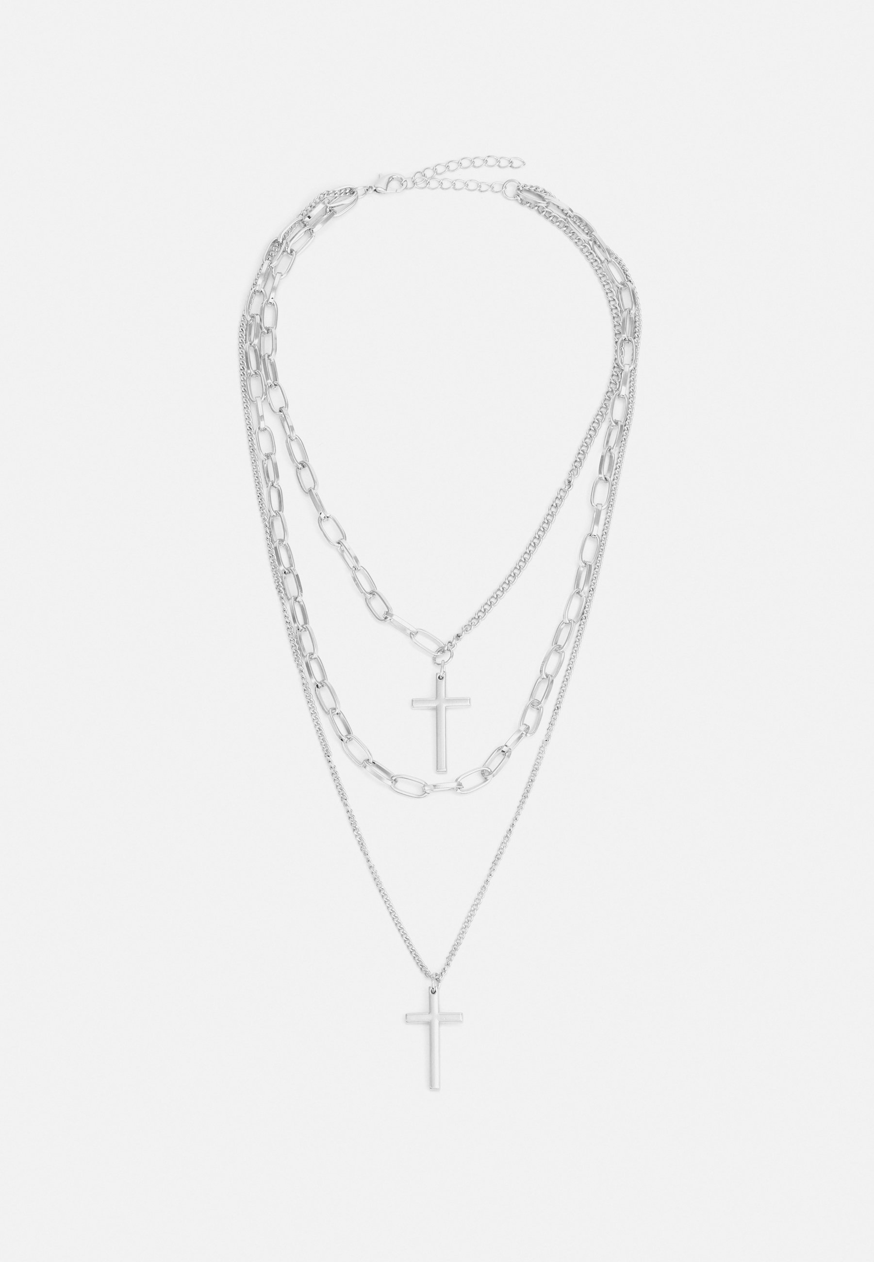 Urban Classics gelaagde kruisketting unisex - Ketting - zilverkleurig