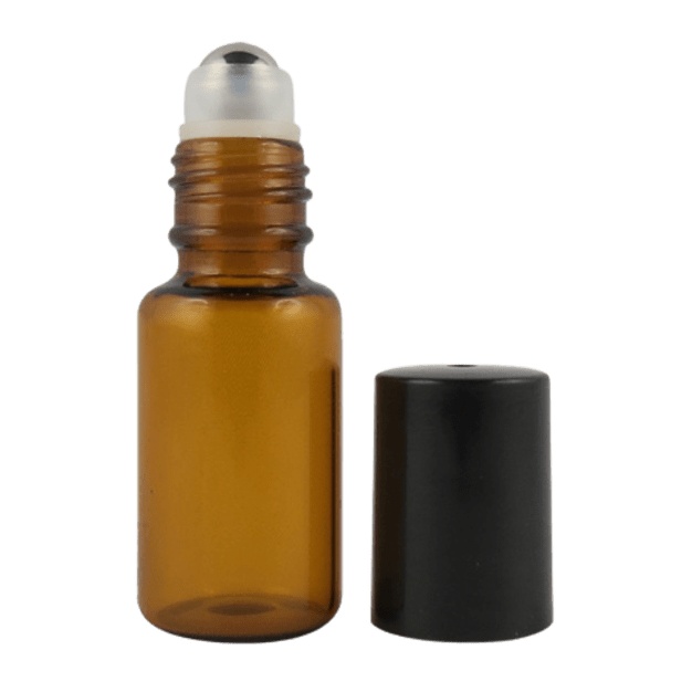 ml Roll-on-Flasche aus bernsteinfarbenem Glas mit Stahlkugel