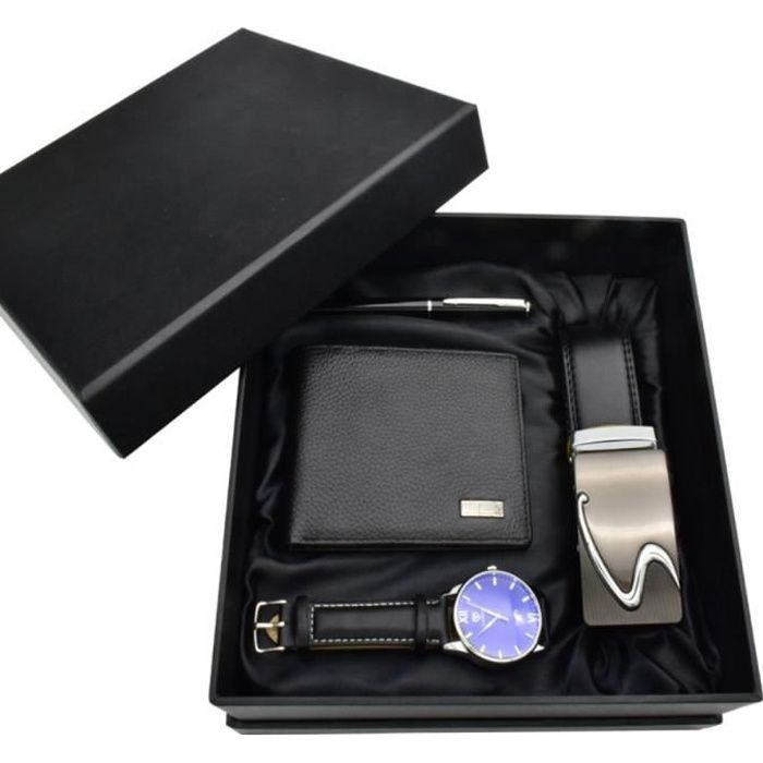 Set de regalo para hombre: reloj, cartera, cinturón de soporte lumbar y bolígrafo - Pulsera deportiva impermeable 2020