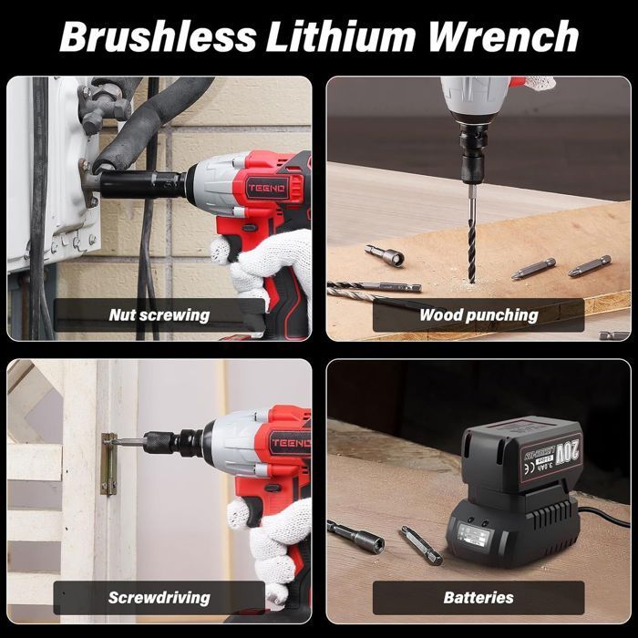 Pack 3 outils - TEENO - TEENO 20V - Batteries 20V 3Ah - Brushless - Usage professionnel