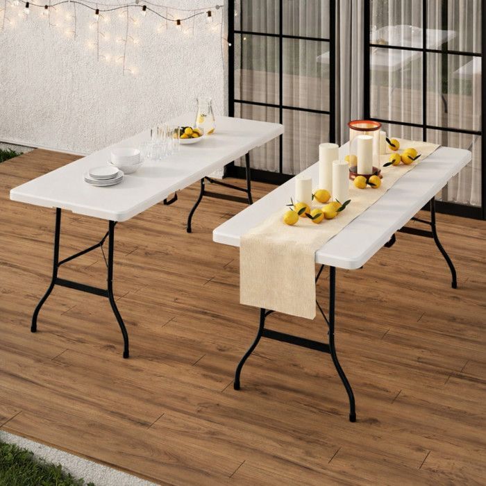 IDMARKET Table pliante d'appoint portable 180 CM pour camping ou réception