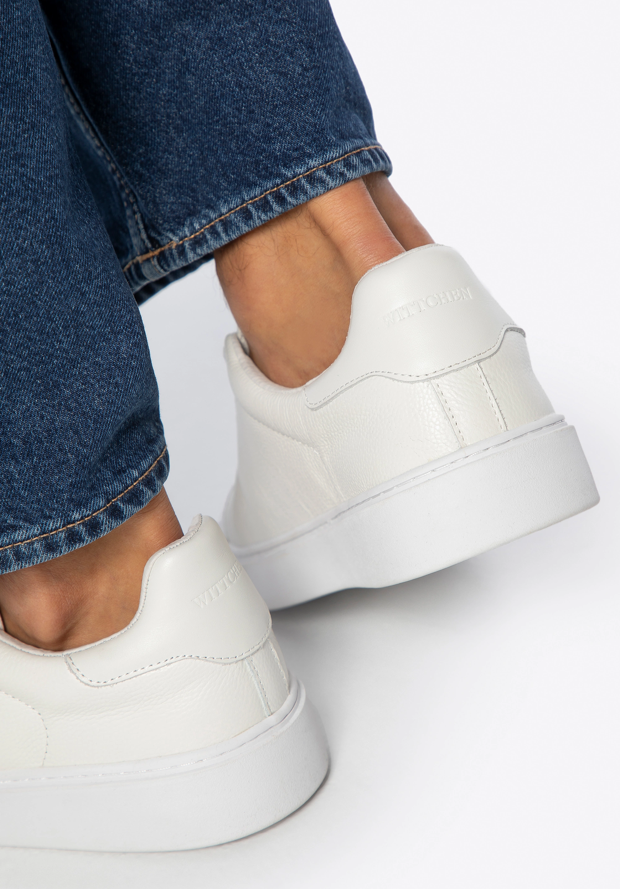 Męskie sneakersy ze skóry naturalnej licowej kremowe