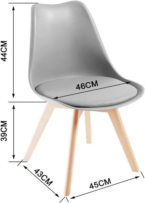 DEWINNER Chaises de Salle à Manger Catherina, Chaise de Bureau rétro, Assise rembourrée en hêtre Massif (Gris, Lot de 4)