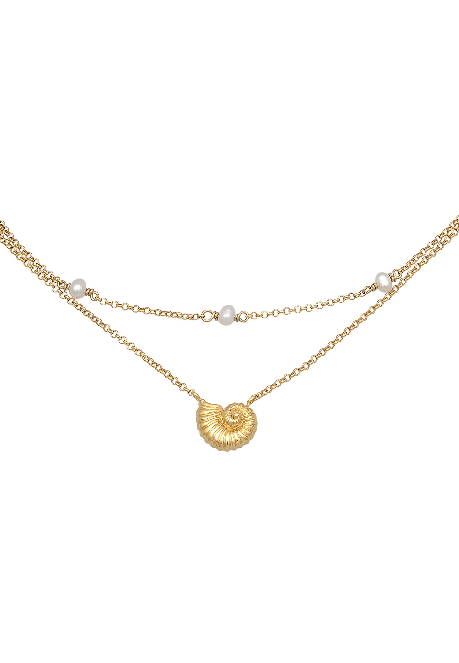Elli Femmes Couches coquillage Pendentif avec Perles de culture d'eau douce en Argent Sterling 925 Plaqué Or