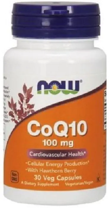 Now Foods CoQ10 With Hawthorn Berry 100 mg, Suplement diety z koenzymem Q10 i głogiem, Kapsułki