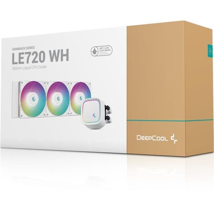 DEEPCOOL - LE720 - Raffreddamento a liquido AIO - Ventole da 120 mm - Illuminazione ARGB bianca - Compatibile con Intel/AMD - Bianco