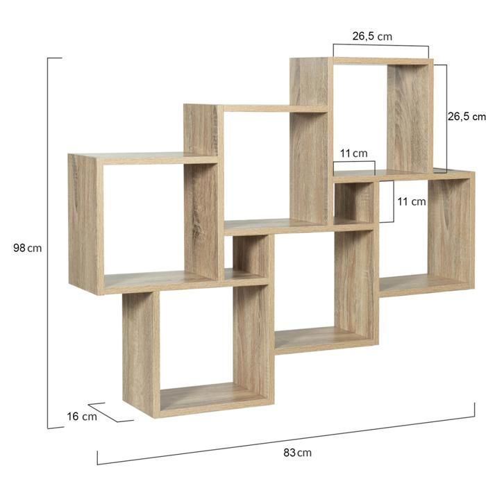 IDMARKET Etagère murale double position LUCAS bois façon hêtre
