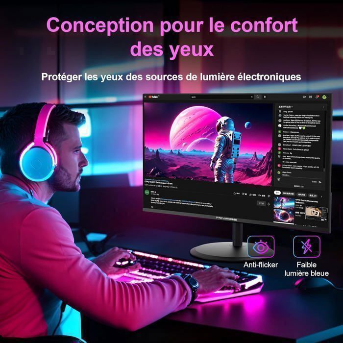 Minifire 24-inch pc-monitor, IPS, FHD, 100Hz sRGB 110%, oogbescherming, USB-C- en HDMI 1.4-poorten, VESA-montage (MF24X3AC)