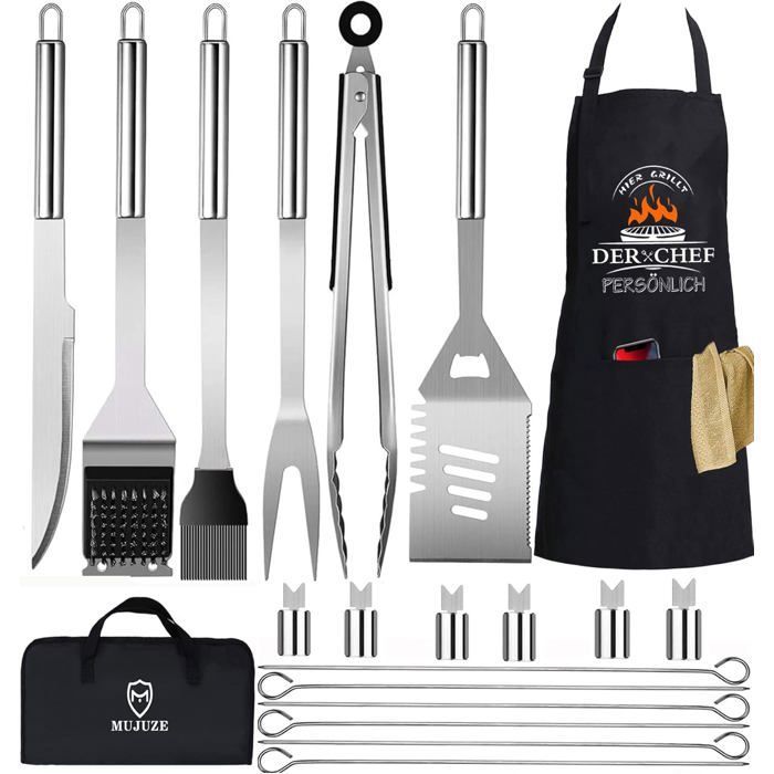20-Piece Barbecue Accessory Set, Barbecue Kit, Barbecue Utensils in a Thick Stainless Steel Grill Set, Barbecue Set