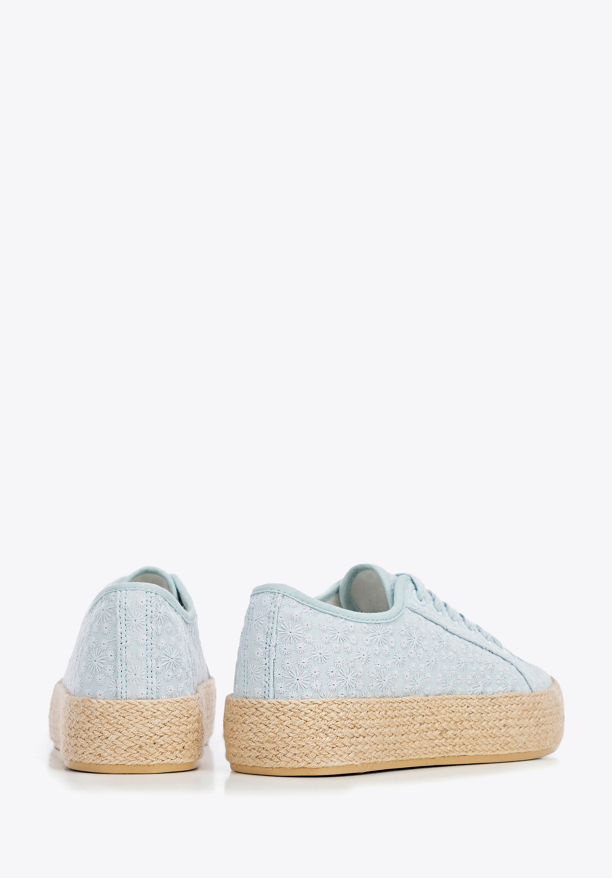 Damskie sneakersy na słomkowej podeszwie niebieskie