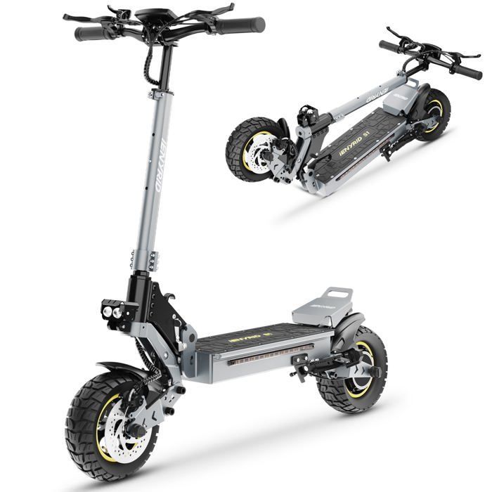 Monopattino elettrico IE-S1 - 800W 48V 15Ah pieghevole con freno a disco - Grigio