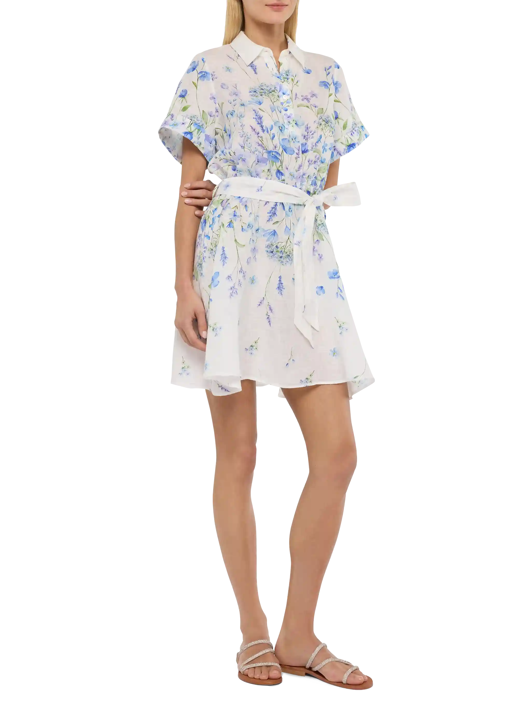 Joseline linnen jurk met bloemenprint