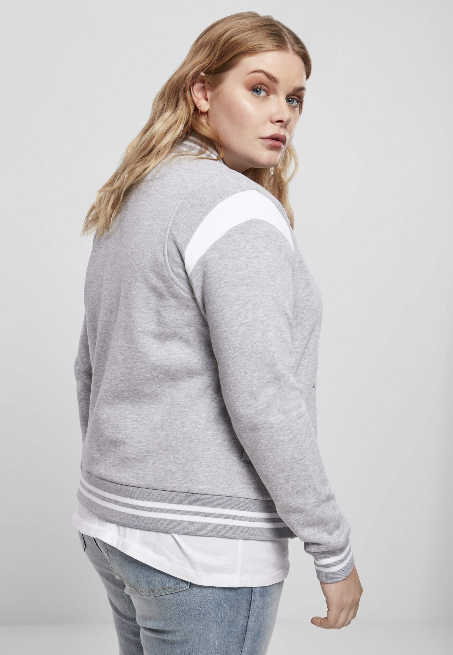 Urban Classics sweatshirt met rits - grijs wit