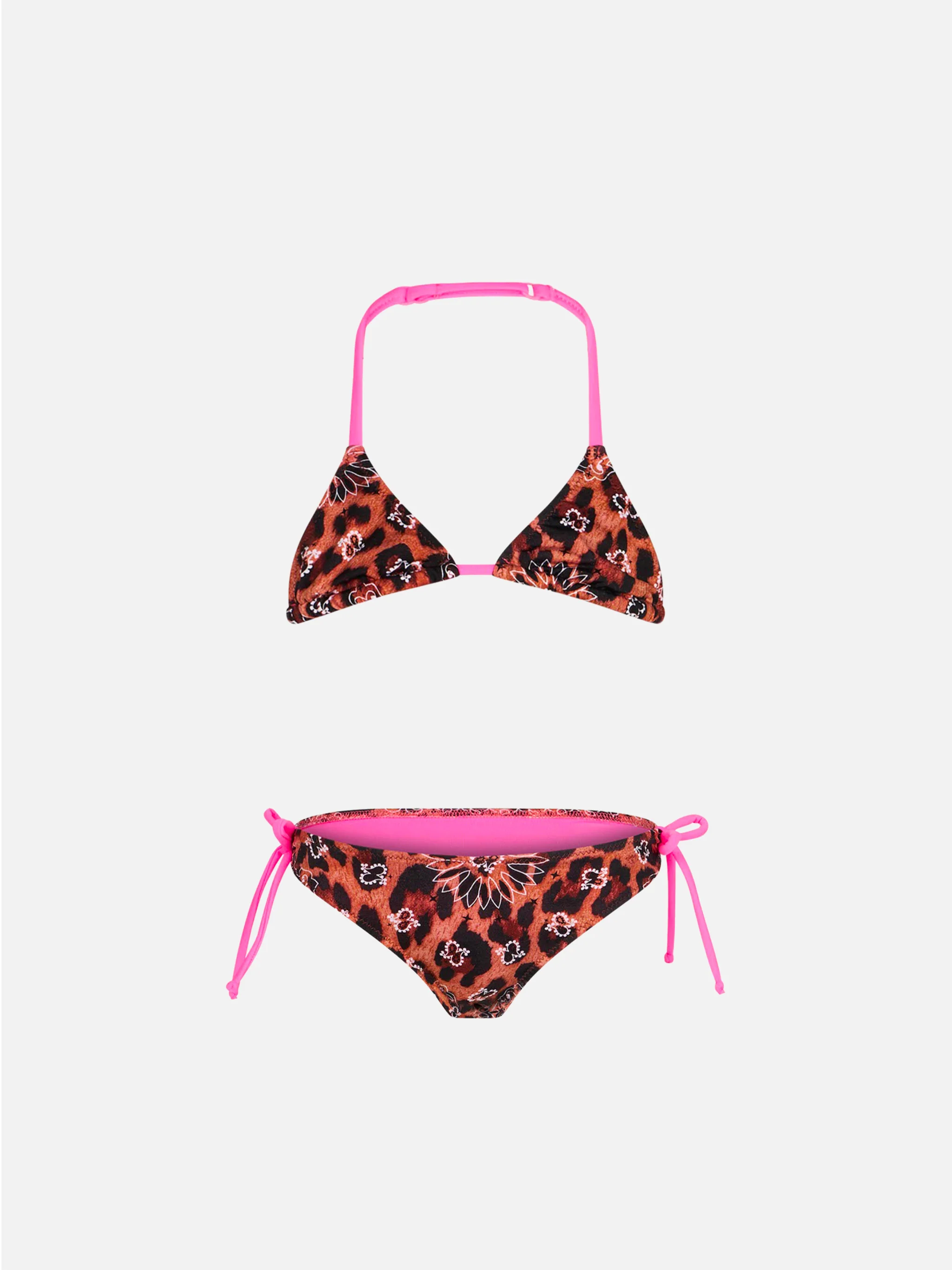 Leo-Bandana-Print-Dreiecksbikini für Mädchen
