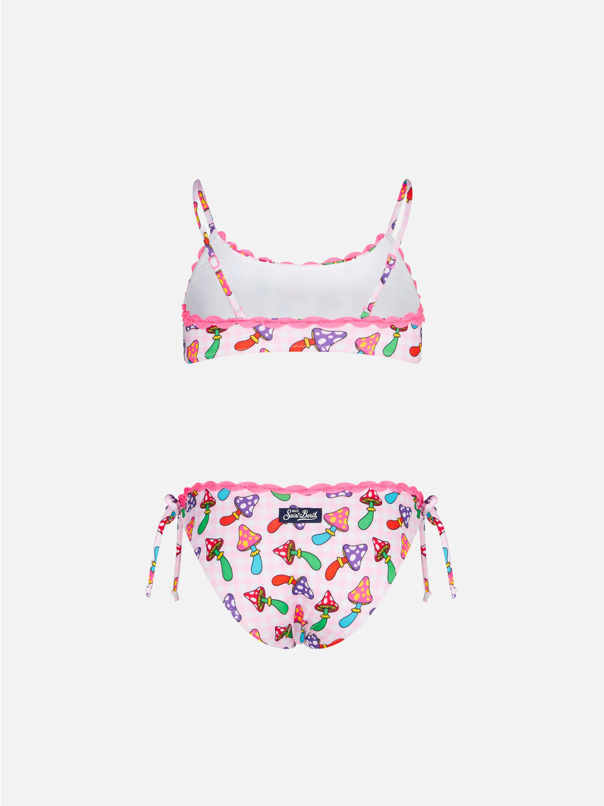 Bikini da bambina a bralette con stampa funghi