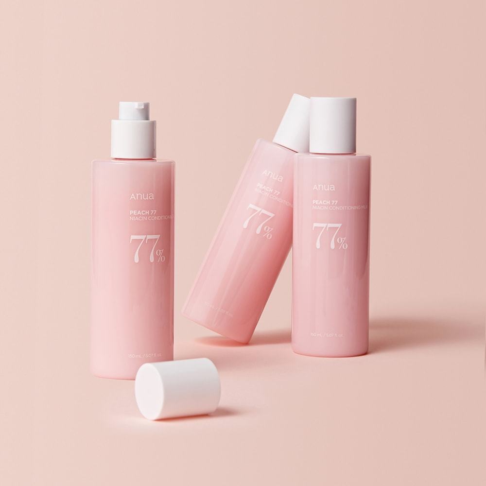 „Anua Peach“ veido tonikas su 77 % niacino, kūno losjonas – 150 ml