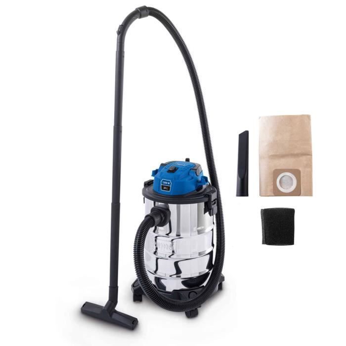 Scheppach VC25 Wet and Dry Vacuum Cleaner - 1200W - 25L Stainless Steel Tank