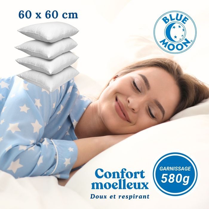 Conjunto 4 Clouds - Conjunto de 4 Travesseiros 60x60 cm | Conforto de Hotel | Hipoalergênico e com Certificação OEKO-TEX® | Fabricado na Bélgica