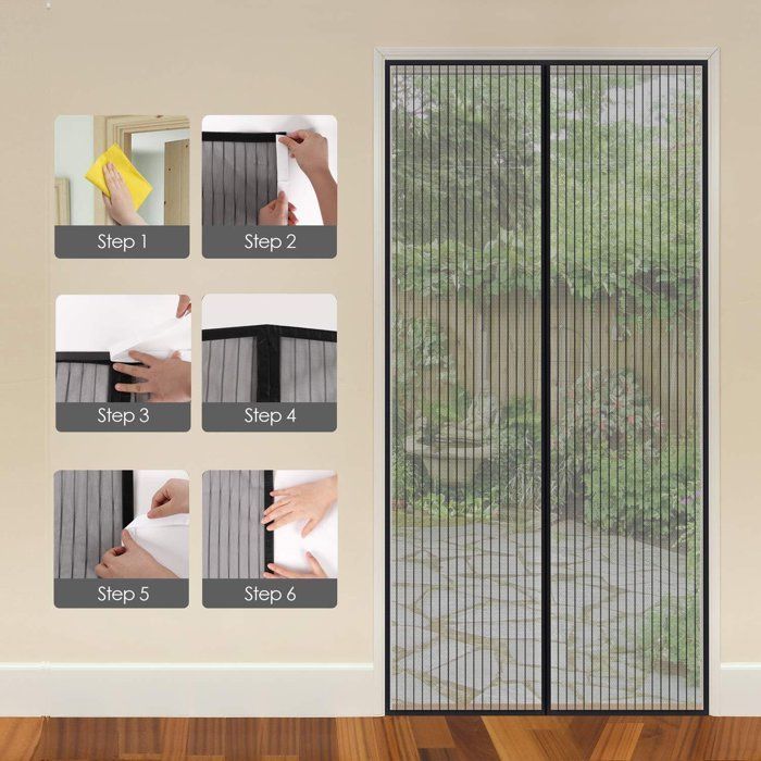Mosquitera magnética para puerta FREOSEN - 120x220CM - Cierre automático - Tira adhesiva