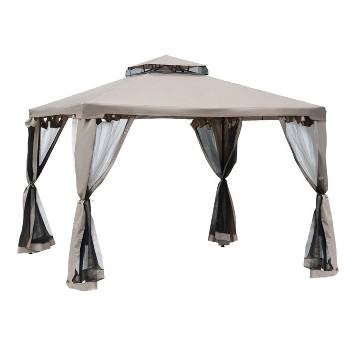 Gazebo Outsunny - Metal - 294x294x265cm - Taupe