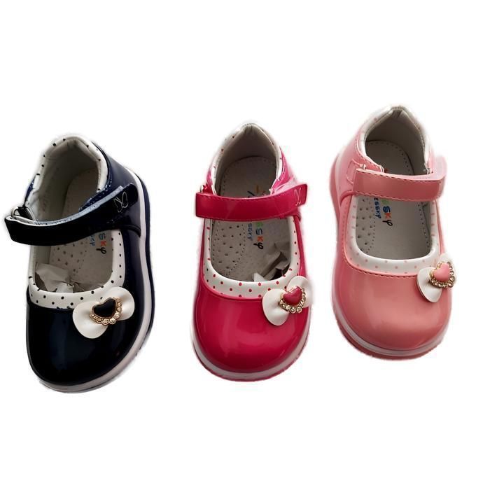 Zapatos - Bebé - Niña - Mary Janes - Zapatos tipo T - Piel - Charol - Rosa - Fucsia - Estampado de corazones - Tallas 22 a 25