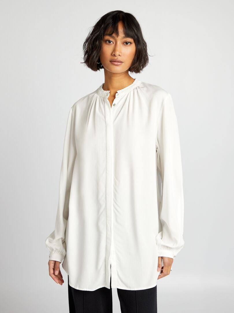 Blusa con cuello mandarín - BLANCA