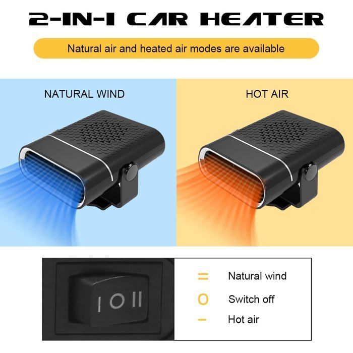 Calefactor para coche 12V, 120W, 2 en 1, con ventilador, portátil, descongelante, para SUV y camiones.
