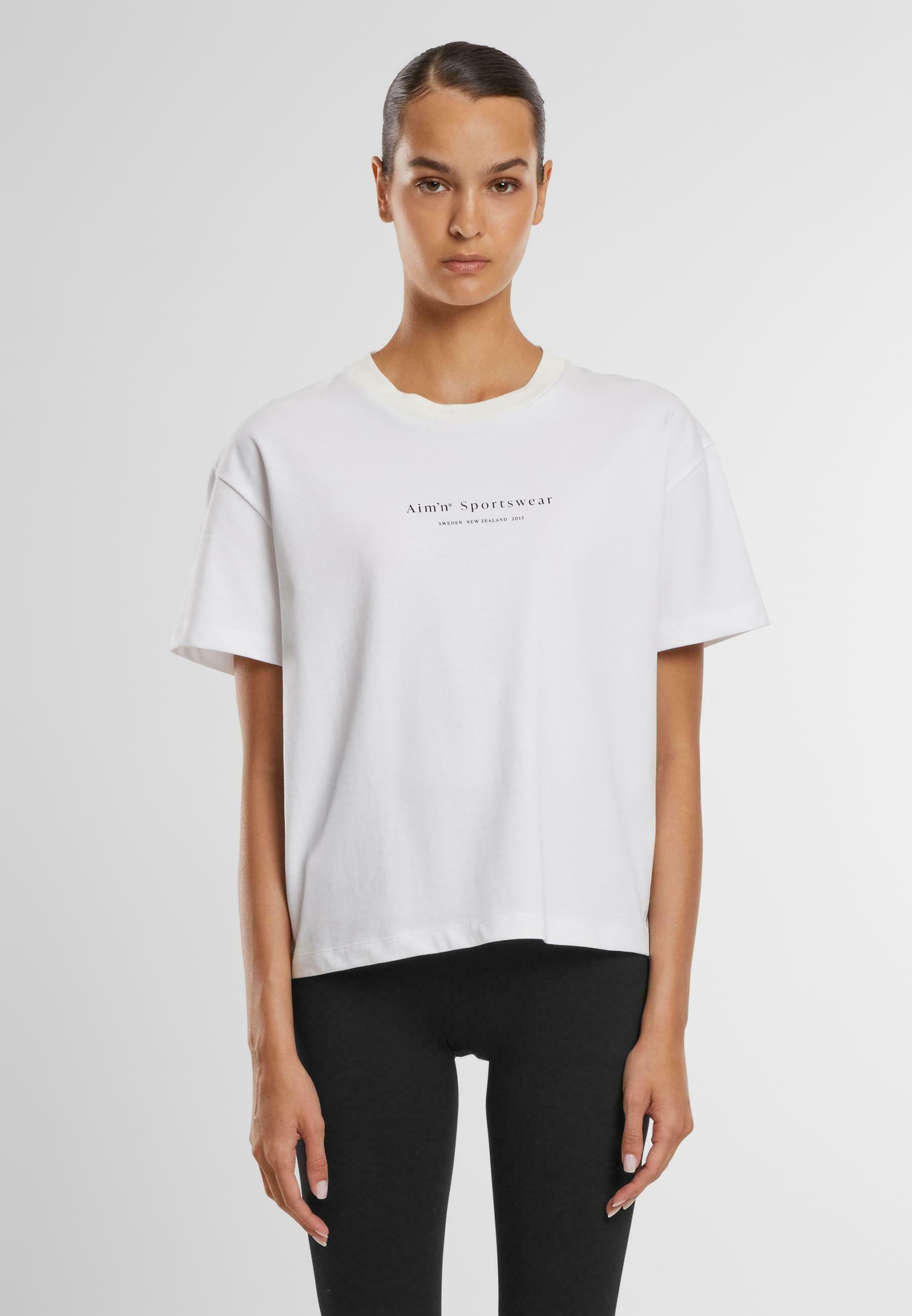 aim'n® SERIF BOYFRIEND - Camiseta estampada - branca