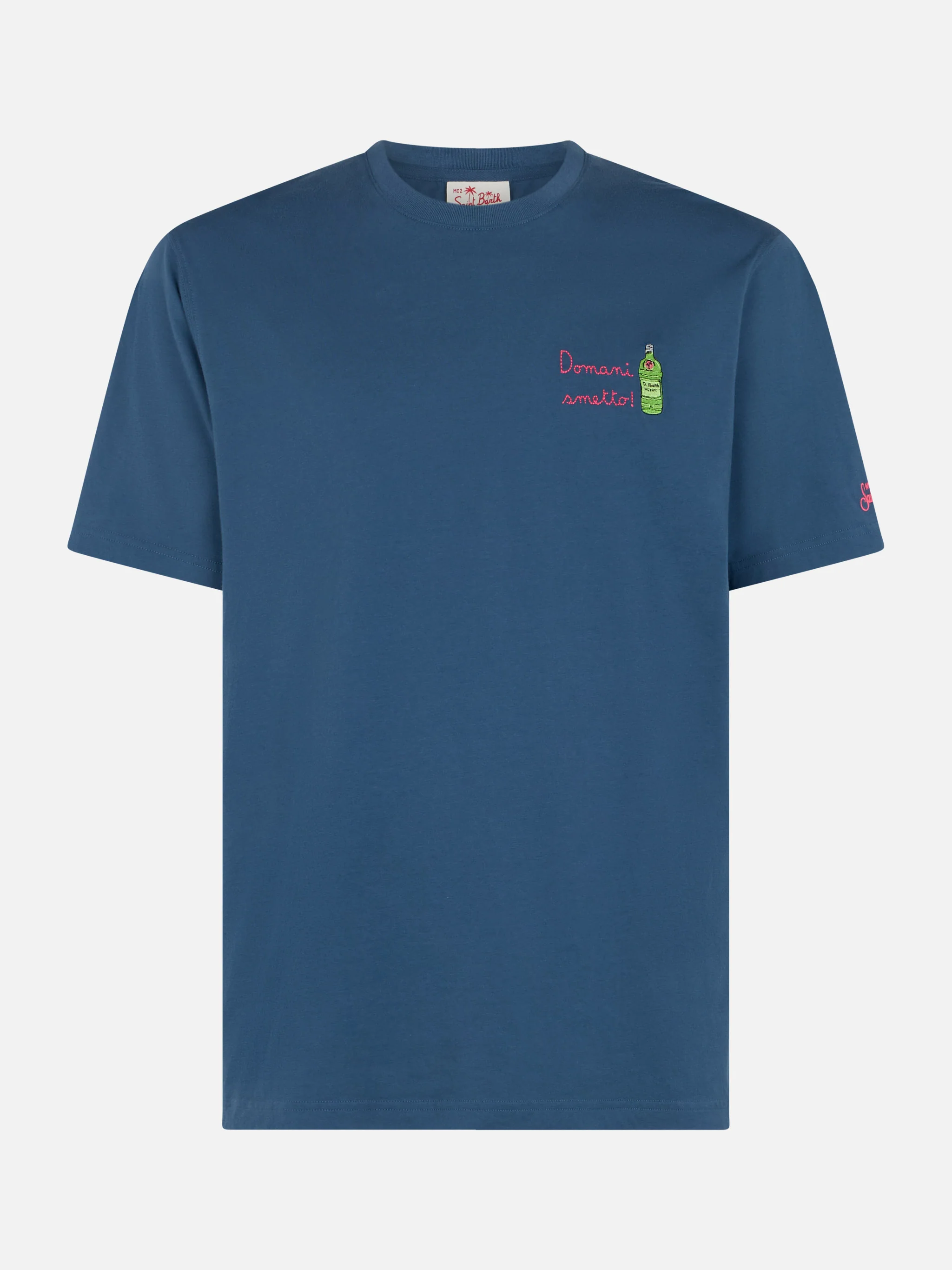Klassiek model heren T-shirt van Portofino katoenjersey met geborduurd N-logo.