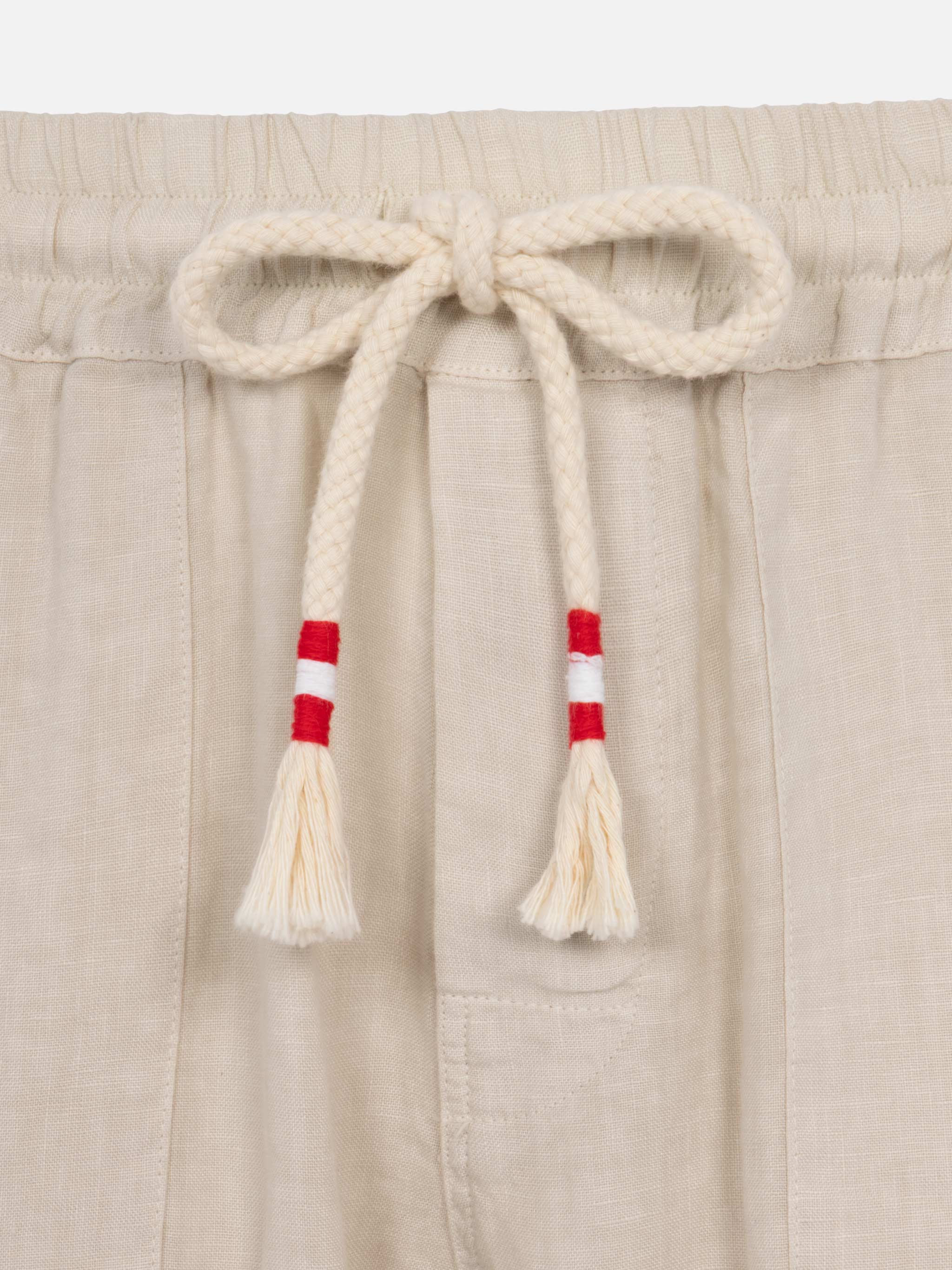 Calais Off-White Linnen Broek met Trekkoord