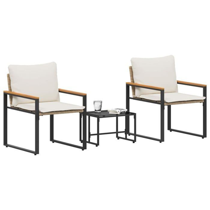 Set di mobili da esterno in rattan - vidaXL - Beige e bianco crema - Rattan resistente alle intemperie
