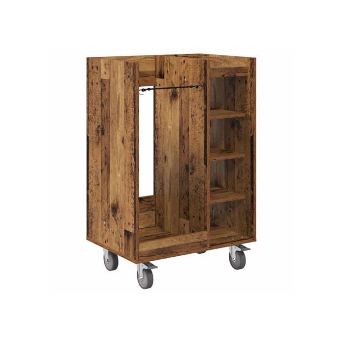 Moderne golfskab - vidaXL - Antik træ - 65x45x98 cm - Stor opbevaringsplads - 4 hjul - Metalstel