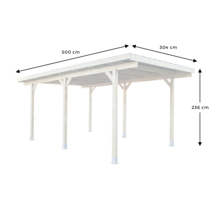 Carport en bois avec toiture en PVC
