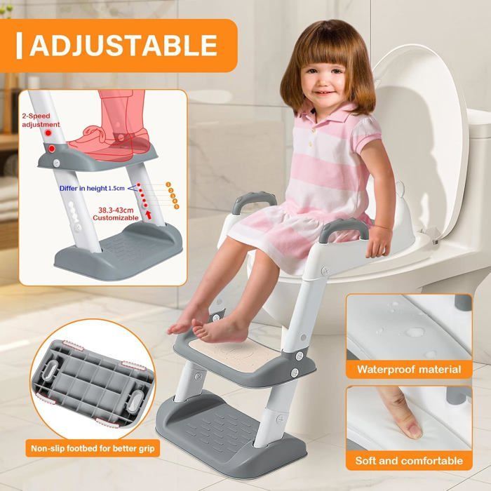 Reductor de asiento de inodoro infantil, elevador de asiento de inodoro infantil con escalón, adaptador de inodoro infantil con cojín de PU