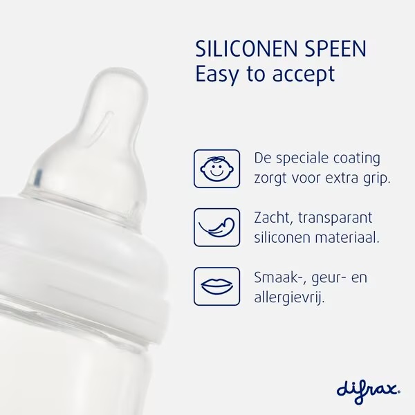 Difrax Natural 3+M srednje dude za flašice<br>2 komada