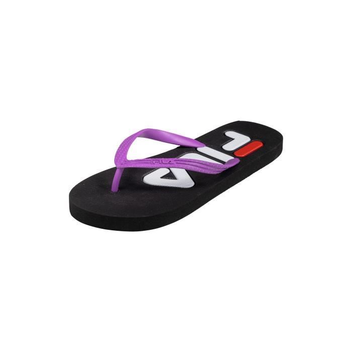 Women's Flip-Flops - Fila Troy - Black/Chive Blossom - Easy to Wear - Fila Logo - Size 41