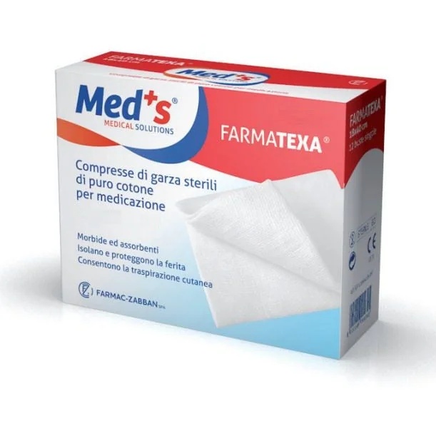 Compresses de gaze stériles FARMAC-ZABBAN Med 12/8, 10 x 10 cm, boîte de 100.