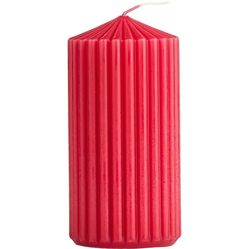 Stearinlys 12 cm ø 6 cm rillet 40 timer rødt