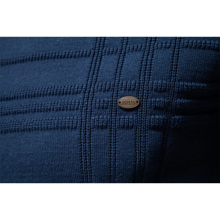 Jersey de hombre de algodón elástico con cuello redondo y corte ajustado - Azul
