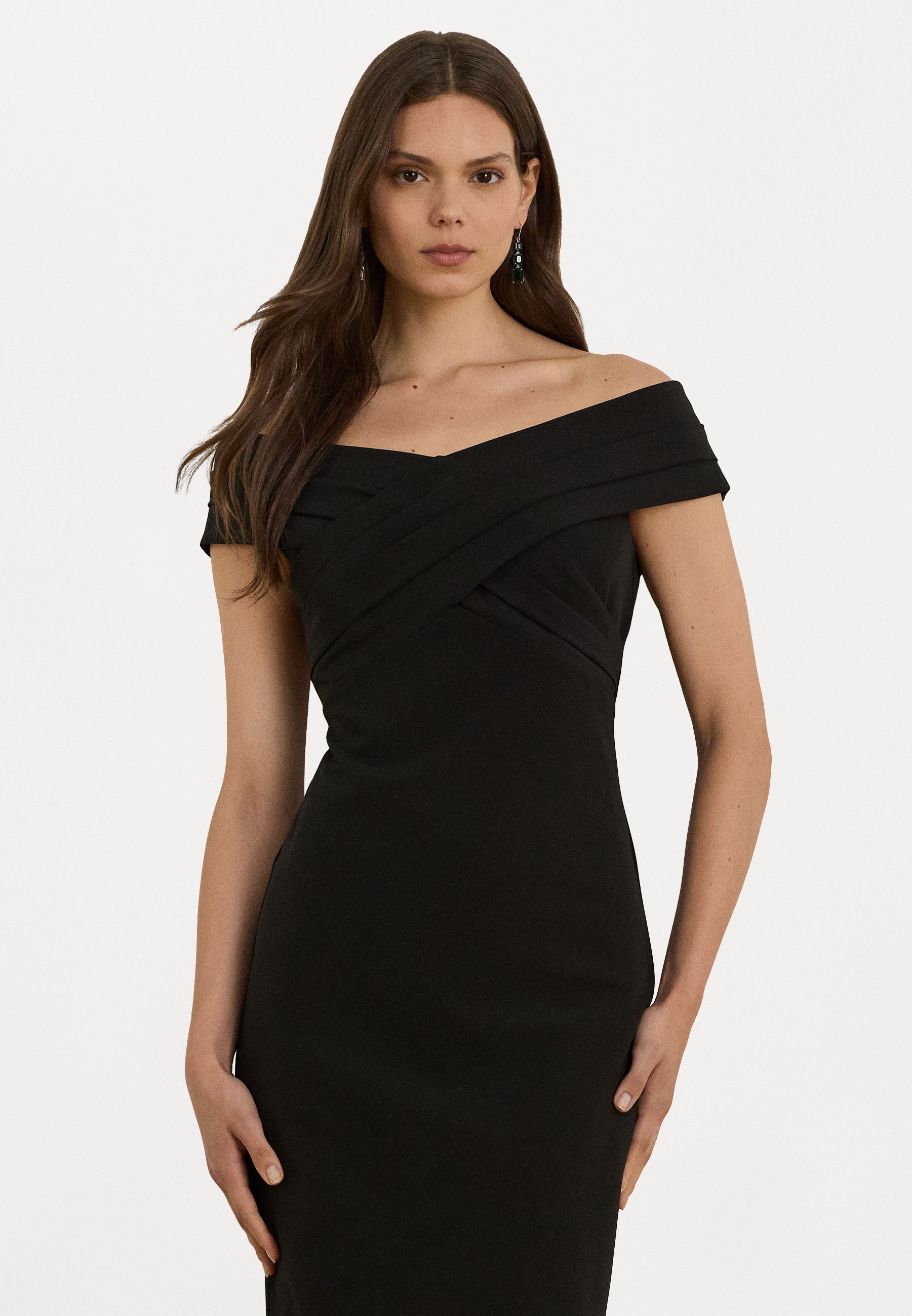 Lauren Ralph Lauren crêpe cocktailjurk met blote schouders - Cocktailjurk / Feestjurk - zwart