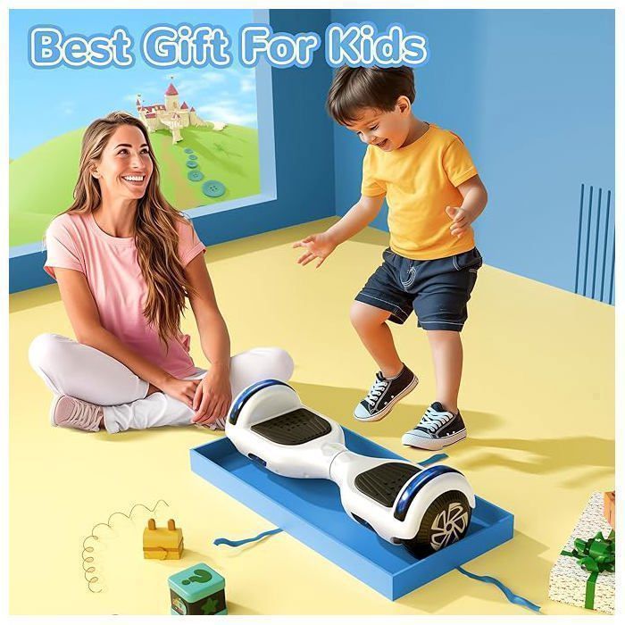 Hoverboard, monopattino elettrico autobilanciante da 6,5 pollici con Bluetooth, ruote e luci a LED per bambini e adulti.