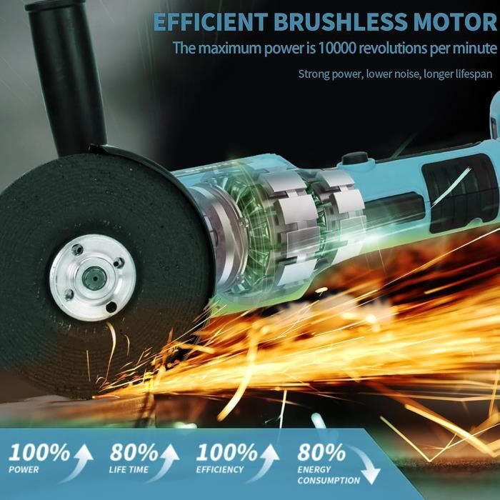 Meuleuse d'angle - PRUMYA - 125mm - Brushless - 2 Batteries 3.0Ah - 10000RPM