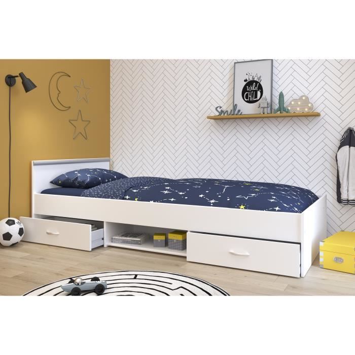 Cama infantil contemporánea PARISOT ZODIAC, blanco mate - 90 x 200 cm