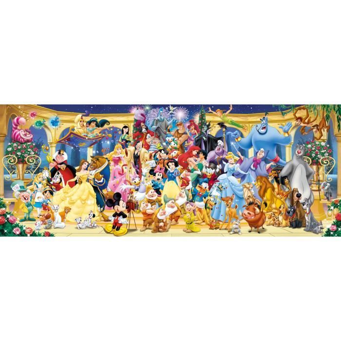 Disney groepsfoto puzzel van 1000 stukjes, panorama, voor volwassenen en kinderen vanaf 14 jaar, 12000444, Ravensburger